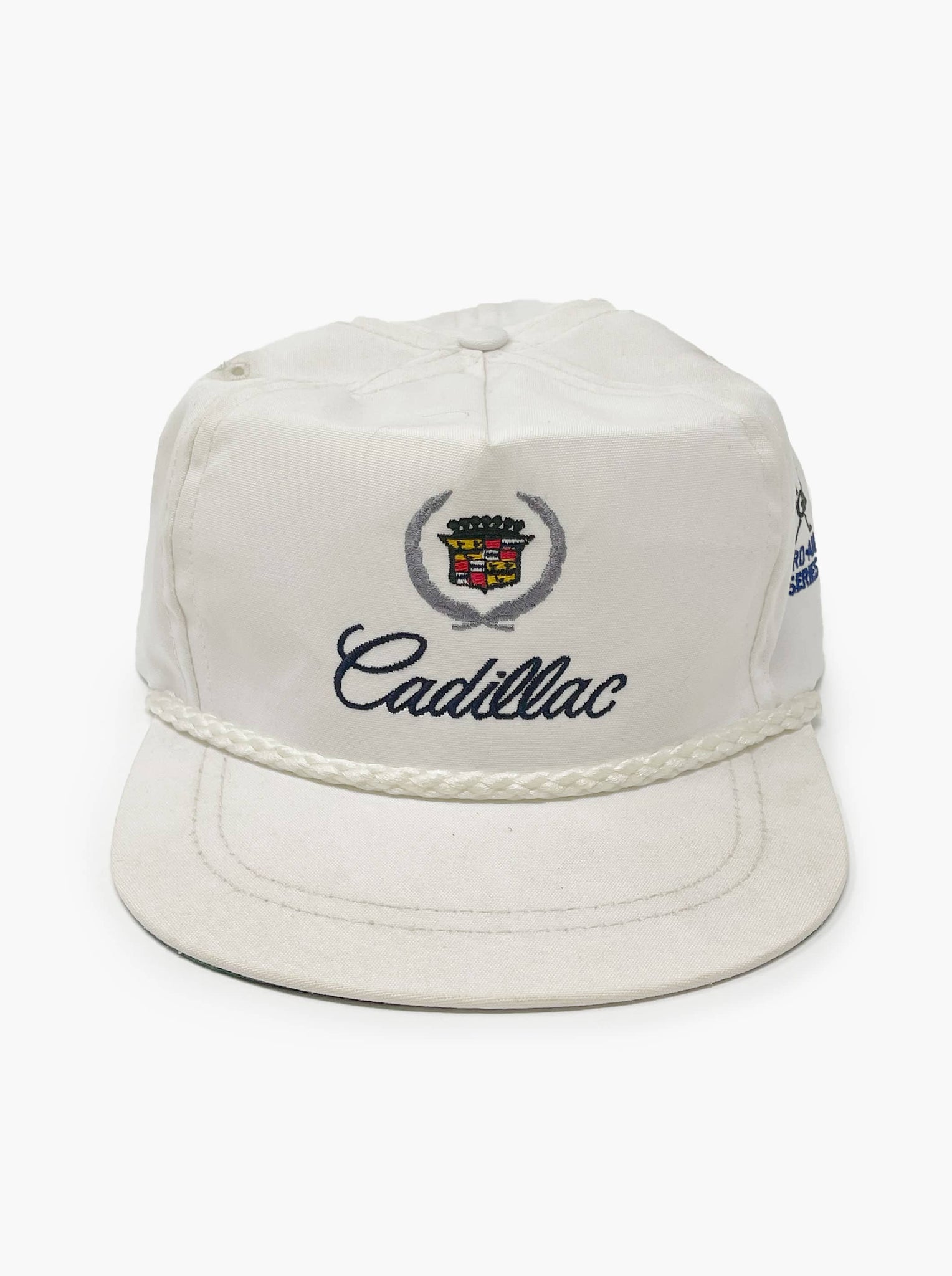 Vintage white Cadillac golf hat pro-am series - Front view - Golfitecture 